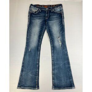 Rock Revival Nima Bootcut Women's Size 31 Inseam 32 Blue Distressed Denim Jeans